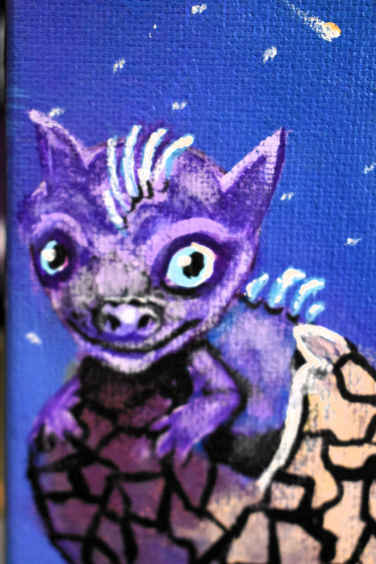 A Whispered Hatchling: Original 4x6 Miniature Painting