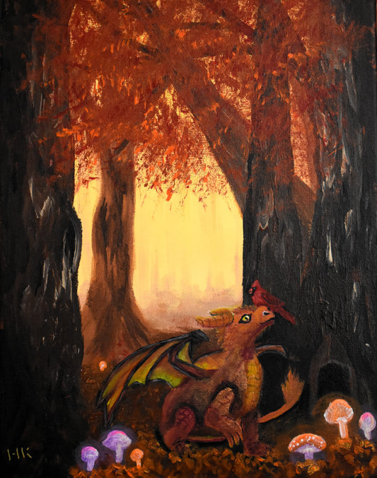 Feather & Flame | Original Acrylic on Canvas